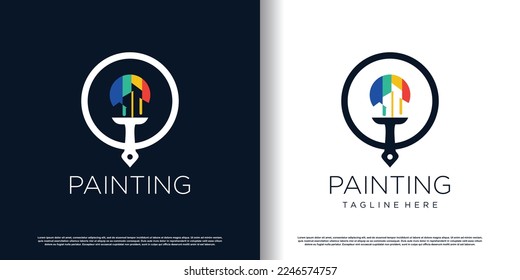 painting logo design with creative unique style premium vector