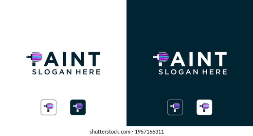Painting logo design with initial letter p concept colorful