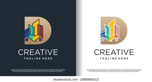 painting logo design with letter d concept premium vector