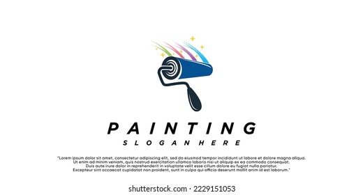 Painting logo design renovation icon, painting home services icon,full color and unique Premium Vector
