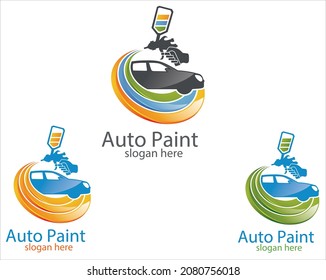Painting logo designs template vector, Art Logo template.car painting logo with spray gun and Unique Colorful