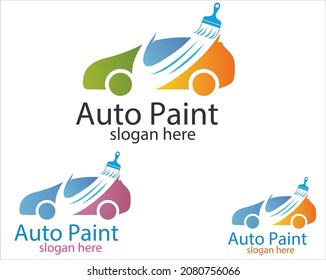 Diseño de la plantilla de diseño del logotipo de pintura vector, plantilla del logotipo de arte.logotipo de pintura de coches con pistola de aerosol y colorido único
