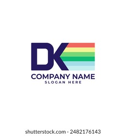 Painting logo with the DK initial as the letter mark and the colorful paint as the design element and the letter K as the Brush