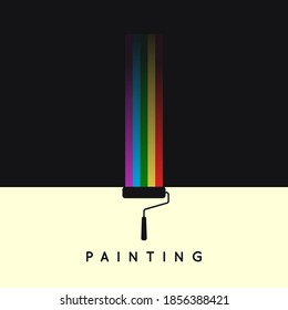 Painting logo with paint roller vector background