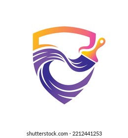 painting logo with shield concept