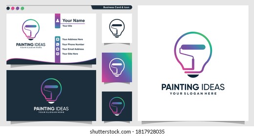 Mallogos mit smartem Ideenzeilenstil und Visitenkartendesign-Vorlage, Malerei, Arbeit, Idee, Vorlage, Premium-Vektorgrafik