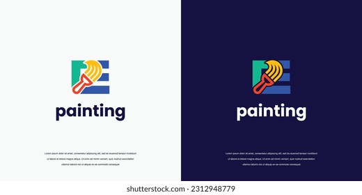 Painting logo template, initial letter e