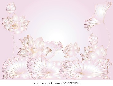 Painting lotus vector background graphics,abstract lotus symbols.illustration eps8,hand drawn,greeting card with lotus flower