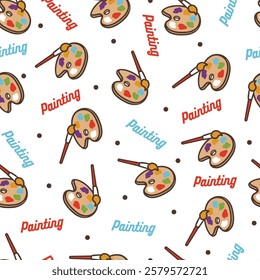 Painting Magic Creative Studio Happy Pattern. Perfect for fabric designs, wrapping papers, or any project that calls for a burst of creativity