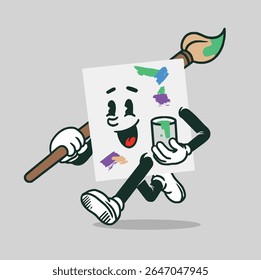 Painting Mascot Vintage Cartoon Vector Graphic Design Street Wear Badge Illustration for Logo, T-shirt Design, Patch, Poster and Others