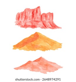 a painting of a mountain range with a few different colors
