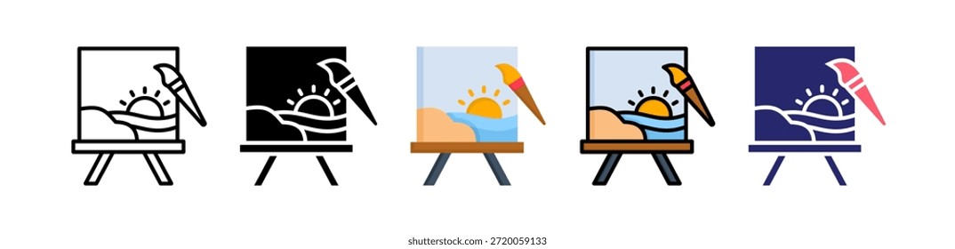 Pintando a coleção de conjuntos de ícones de vários estilos..