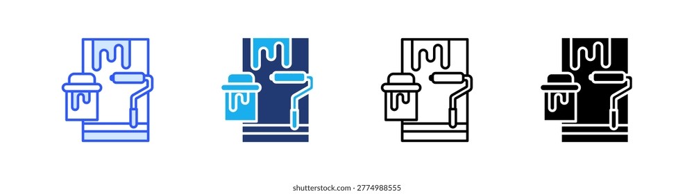 Painting Multiple Style Icon Set Vector