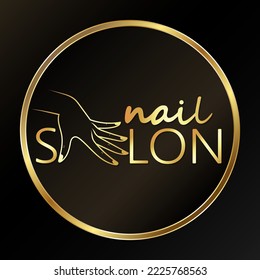 Painting and nail care. Gold symbol for manicure salon