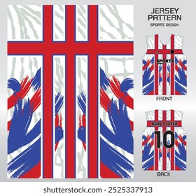 Painting national flag white red blue pattern design, illustration, textile background for sports t-shirt, football jersey shirt mockup for football club. consistent front view