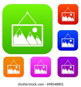 Painting with nature set icon in different colors isolated vector illustration. Premium collection