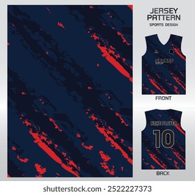 Pintura azul marinho padrão vermelho design, ilustração, fundo têxtil para t-shirt esportiva, camisa de camisa de futebol mockup para clube de futebol.