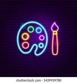 Painting Neon Label. Vector Illustration of Drawing Promotion.