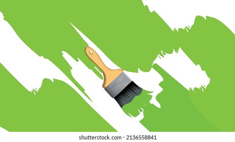 Painting with an oil paint brush. Vector illustration.