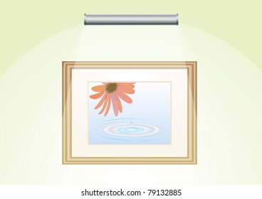 painting on the wall with lighting
