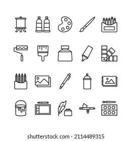 Painting Outline Style Icon Set	
