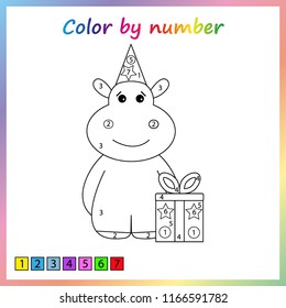 painting page, color by numbers. Worksheet for education. Game for preschool kids.