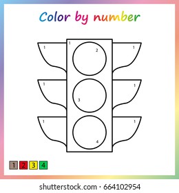  painting page, color by numbers. Worksheet for education. Game for preschool kids.
