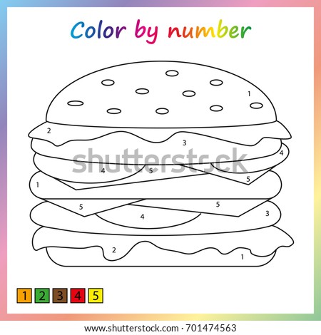 painting page color by numbers worksheet stock vector royalty free