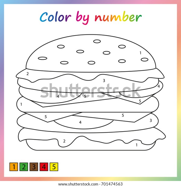 painting page color by numbers worksheet stock vector royalty free