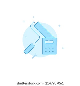 Painting, paint roller vector icon. Flat illustration. Filled line style. Blue monochrome design. Editable stroke. Adjust line weight.