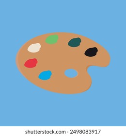 painting palette with blue background