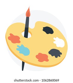 Painting palette with brush flat icon
