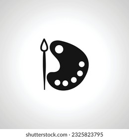 Painting palette and brush icon. painting kit icon.