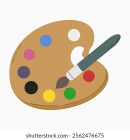 Painting palette with a brush vector illustration isolated on white background	