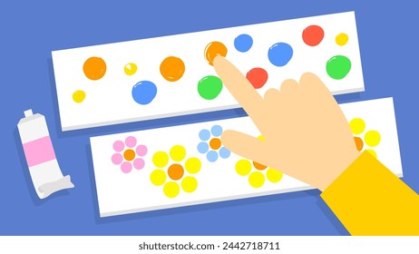 Painting palette with colorful paints. Flat style. Vector illustration.