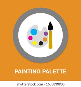 painting palette icon, vector drawing sign isolated - color art icon