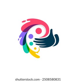 painting palette logo, with hand concept