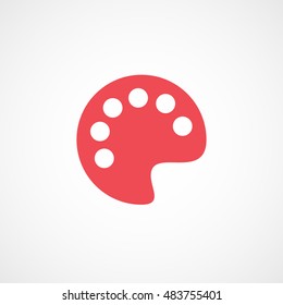 Painting Palette Red Flat Icon On White Background