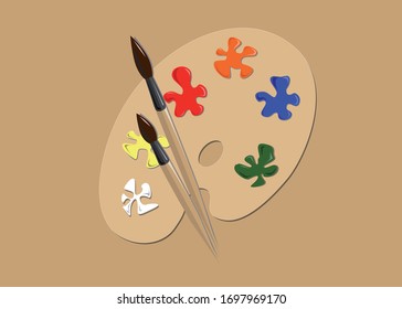 Painting palette with two brushes
