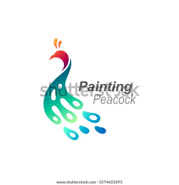 Painting Peacock Peacock Logo Ink Splash Stock Vector Royalty Free   Painting Peacock Logo Ink Splash 600w 1074603695 