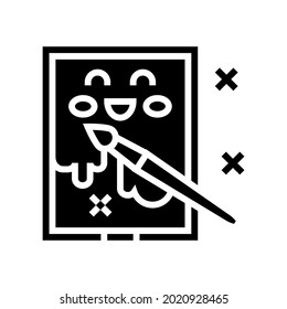 painting picture kindergarten glyph icon vector. painting picture kindergarten sign. isolated contour symbol black illustration
