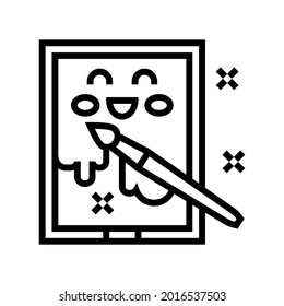painting picture kindergarten line icon vector. painting picture kindergarten sign. isolated contour symbol black illustration