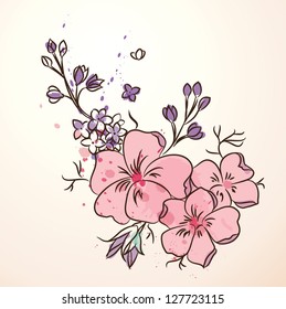 painting of pink flowers