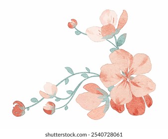 A painting of a pink and orange bouquet design