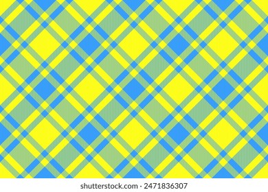 Painting plaid tartan pattern, madras textile check texture. Yuletide background seamless fabric vector in lime and yellow color.