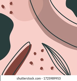 Painting poster design. Modern and stylish templates with organic abstract shapes in brown and pastel. Greeting cards, flyers, newsletter, branding design, covers.