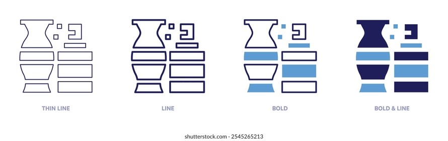 Painting pottery icon in 4 different styles. Thin Line, Line, Bold, and Bold Line. Duotone style. Editable stroke.