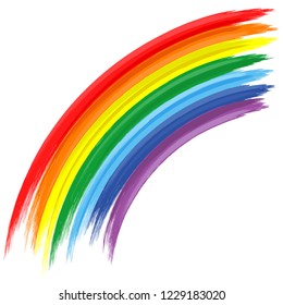 Painting rainbow on white background. Vector brushes