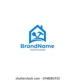 Painting and Remodeling House Logo Design Vector