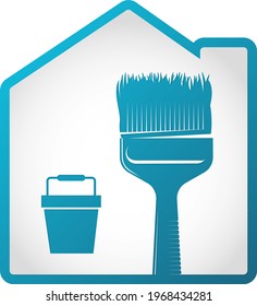 Painting and repair symbol brush paint bucket